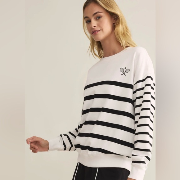 Z Supply Tops - Z Supply Palisades Striped oversized sweatshirt S M NWT
